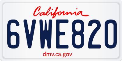CA license plate 6VWE820