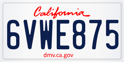 CA license plate 6VWE875