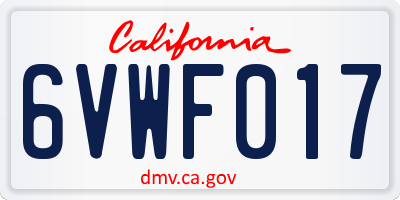 CA license plate 6VWF017