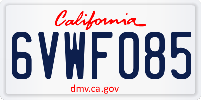 CA license plate 6VWF085