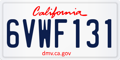 CA license plate 6VWF131