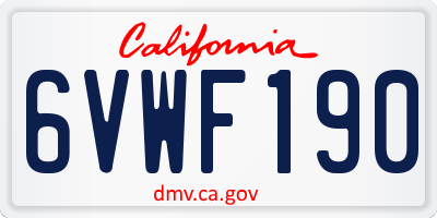 CA license plate 6VWF190