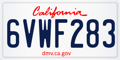 CA license plate 6VWF283