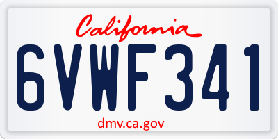 CA license plate 6VWF341