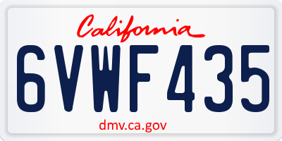 CA license plate 6VWF435