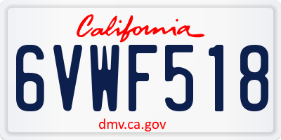 CA license plate 6VWF518