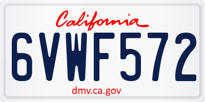 CA license plate 6VWF572