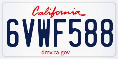 CA license plate 6VWF588