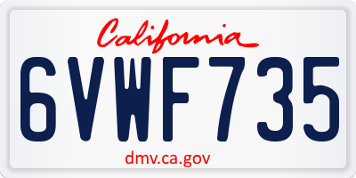 CA license plate 6VWF735