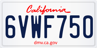 CA license plate 6VWF750