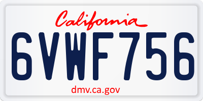 CA license plate 6VWF756