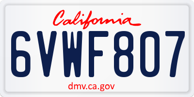 CA license plate 6VWF807