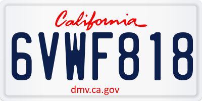 CA license plate 6VWF818