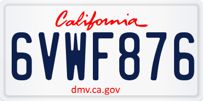 CA license plate 6VWF876