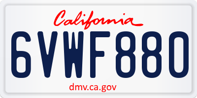 CA license plate 6VWF880