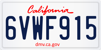 CA license plate 6VWF915