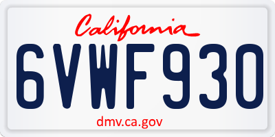 CA license plate 6VWF930