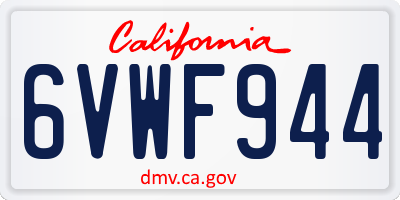 CA license plate 6VWF944