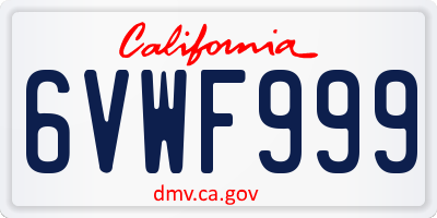 CA license plate 6VWF999