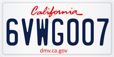 CA license plate 6VWG007