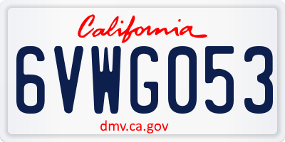 CA license plate 6VWG053