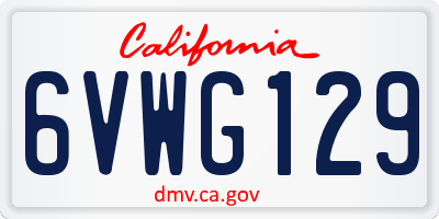 CA license plate 6VWG129