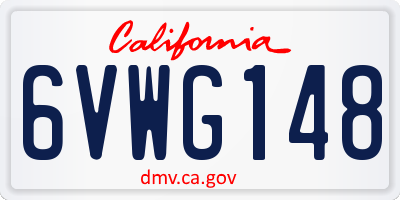 CA license plate 6VWG148