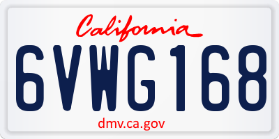 CA license plate 6VWG168