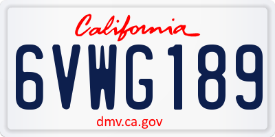 CA license plate 6VWG189