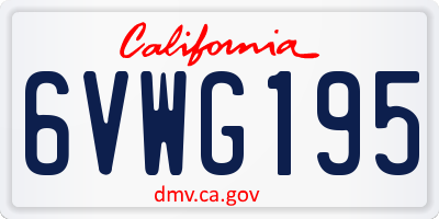 CA license plate 6VWG195