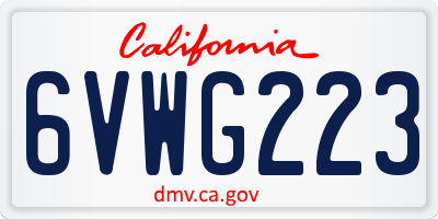 CA license plate 6VWG223