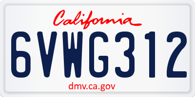 CA license plate 6VWG312