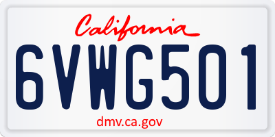 CA license plate 6VWG501