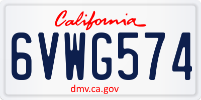 CA license plate 6VWG574