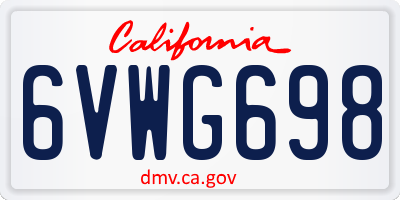 CA license plate 6VWG698