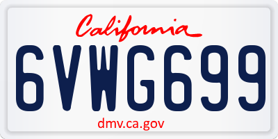 CA license plate 6VWG699