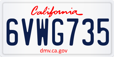 CA license plate 6VWG735