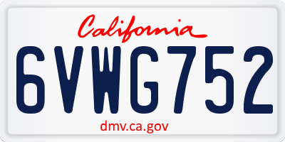 CA license plate 6VWG752