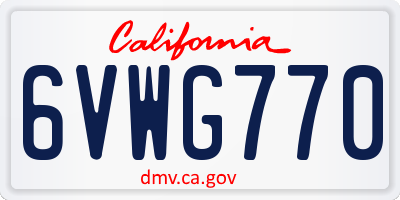 CA license plate 6VWG770