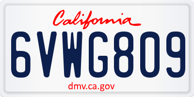 CA license plate 6VWG809
