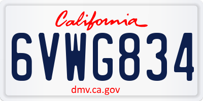 CA license plate 6VWG834