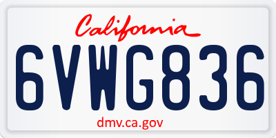 CA license plate 6VWG836