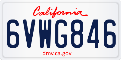 CA license plate 6VWG846