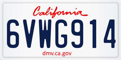 CA license plate 6VWG914