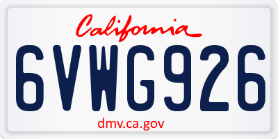 CA license plate 6VWG926