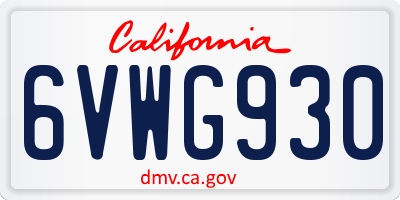 CA license plate 6VWG930