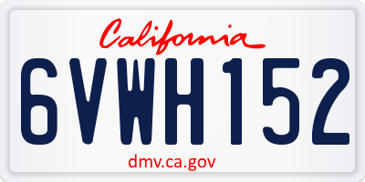 CA license plate 6VWH152