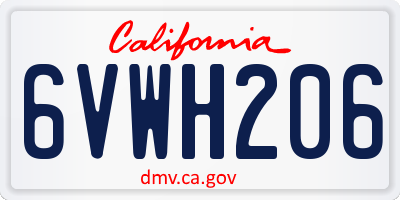 CA license plate 6VWH206