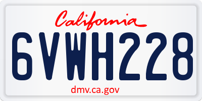CA license plate 6VWH228