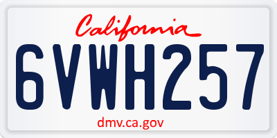 CA license plate 6VWH257